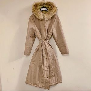 ORVIS Gore-Tex Thinsulate Tan Nylon Long Parka Jacket Coat 12 L XL